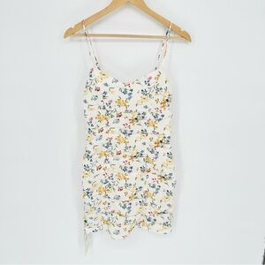 NWT Abercrombie & Fitch Ruched Mini Dress in Off White Floral